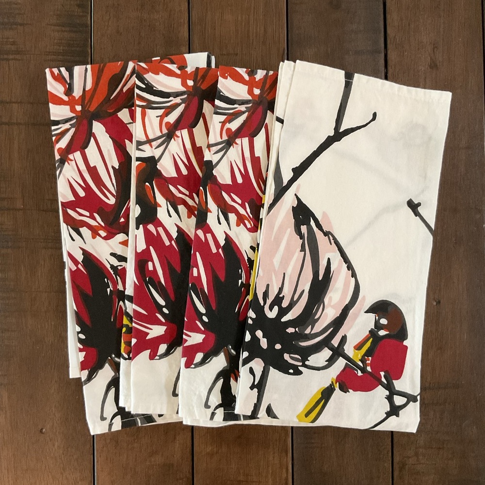 Crate & Barrel Fall Floral Print Cloth Napkins